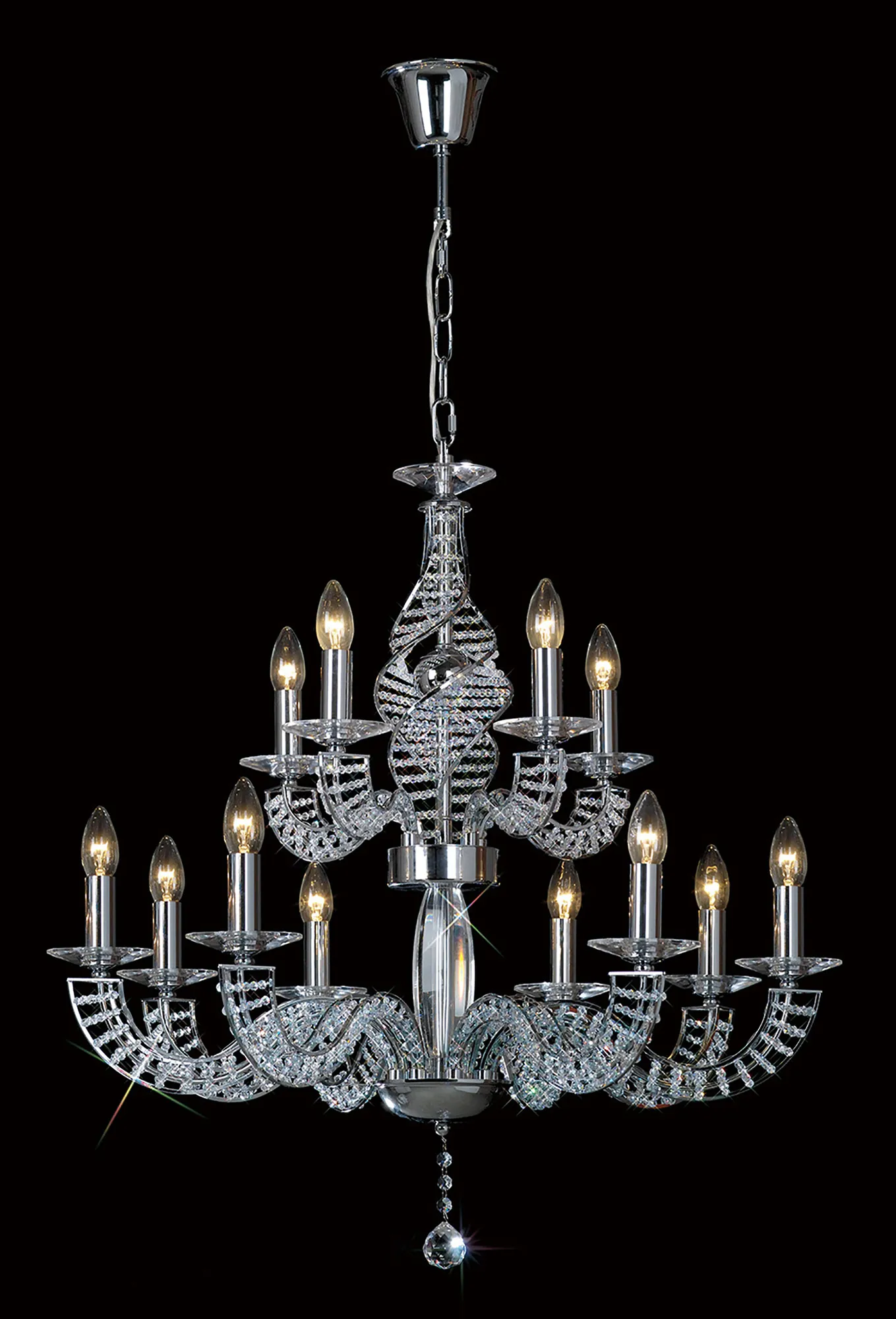 Santo Crystal Ceiling Lights Diyas Tiered Crystal Fittings